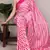 Pink and white diagonal striped satin saree