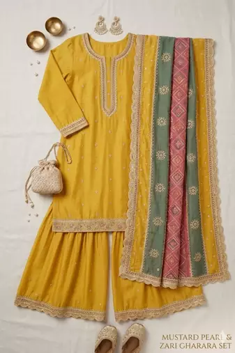 marigold yellow sharara set
