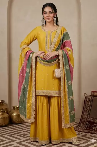 marigold yellow sharara set