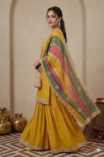 marigold yellow sharara set