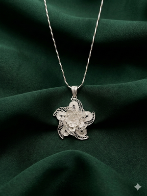 925 sterling silver handcrafted floral filigree pendant necklace for women 1
