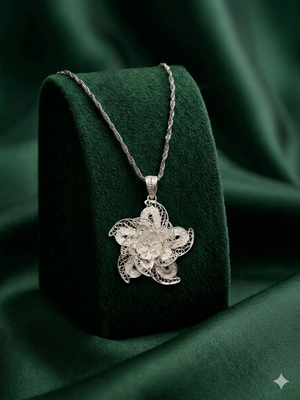 925 sterling silver handcrafted floral filigree pendant necklace for women 2