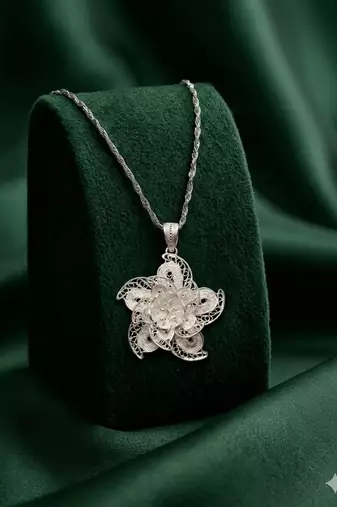 925 sterling silver handcrafted floral filigree pendant necklace for women
