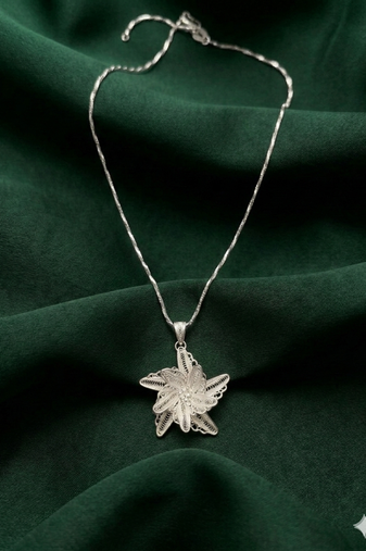 925 sterling silver star floral filigree pendant necklace for women