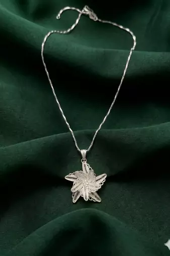 925 sterling silver star floral filigree pendant necklace for women
