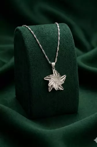 925 sterling silver star floral filigree pendant necklace for women