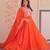 Orange star georgette rich sequins and beads embroidery flared gown with heavy dupatta