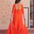 Orange star georgette rich sequins and beads embroidery flared gown with heavy dupatta