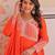 Orange star georgette rich sequins and beads embroidery flared gown with heavy dupatta