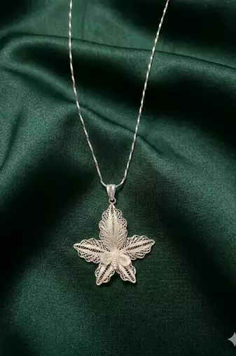 925 sterling silver elegant leaf floral filigree pendant necklace for women