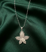 925 sterling silver elegant leaf floral filigree pendant necklace for women