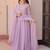 Lavender star georgette rich sequins and beads embroidery flared gown with heavy dupatta