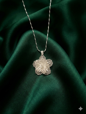 925 sterling silver classic floral filigree pendant necklace for women 1