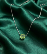 925 sterling silver square green stone pendant necklace for women