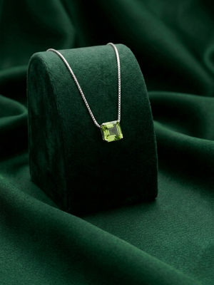 925 sterling silver square green stone pendant necklace for women 2