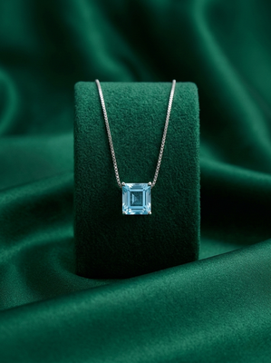 925 sterling silver square blue stone minimalist pendant necklace for women 2