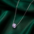 925 sterling silver geometric purple cube pendant necklace for women