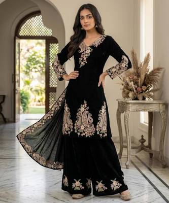 black embroidered kurta set 2