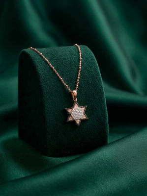925 sterling silver rose gold-plated star pendant necklace with pav?? crystal detailing for women 2