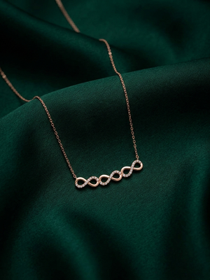 925 sterling silver rose gold-plated infinity link pendant necklace with crystal accents for women 1