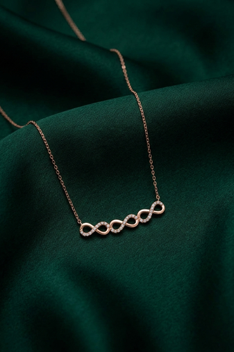 925 sterling silver rose gold-plated infinity link pendant necklace with crystal accents for women