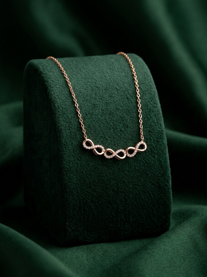 925 sterling silver rose gold-plated infinity link pendant necklace with crystal accents for women 2