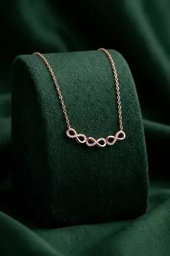 925 sterling silver rose gold-plated infinity link pendant necklace with crystal accents for women