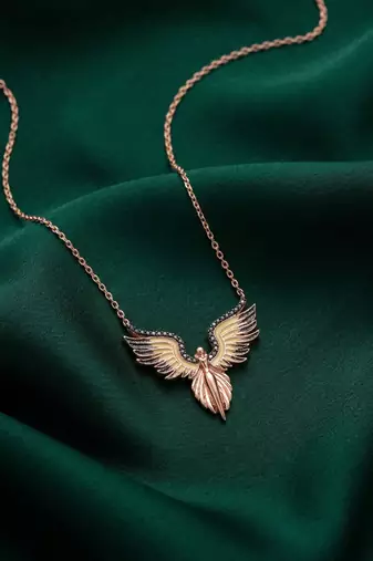 925 sterling silver rose gold-plated angel wings pendant necklace for women