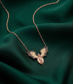 925 sterling silver rose gold-plated angel wings pendant necklace for women
