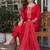 red embroidered kurta set