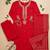 red embroidered kurta set