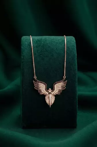 925 sterling silver rose gold-plated angel wings pendant necklace for women