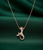 925 sterling silver rose gold-plated mermaid pendant necklace with crystal detailing for women