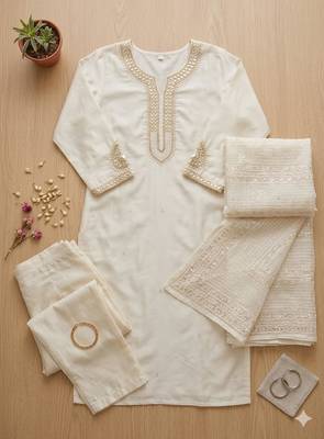 white embroidered kurta set 5