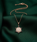 925 sterling silver rose gold-plated hexagram star pendant necklace with crystal detailing for women