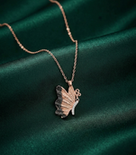 925 sterling silver rose gold-plated butterfly pendant necklace with dual-tone detailing for women