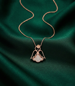 925 sterling silver rose gold-plated angel floral pendant necklace with crystal detailing for women