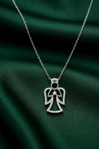 925 sterling silver elegant angel pendant necklace for women