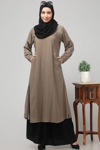 Two peice abaya Dress with Elasticated Sleeve - for Women and Girls Side pocket