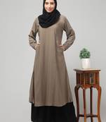 Two peice abaya Dress with Elasticated Sleeve - for Women and Girls Side pocket