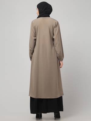 Two peice abaya Dress with Elasticated Sleeve - for Women and Girls Side pocket 2