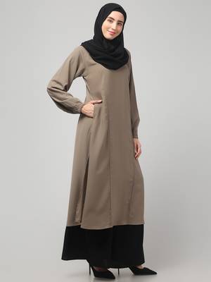 Two peice abaya Dress with Elasticated Sleeve - for Women and Girls Side pocket 3
