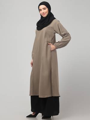 Two peice abaya Dress with Elasticated Sleeve - for Women and Girls Side pocket 4