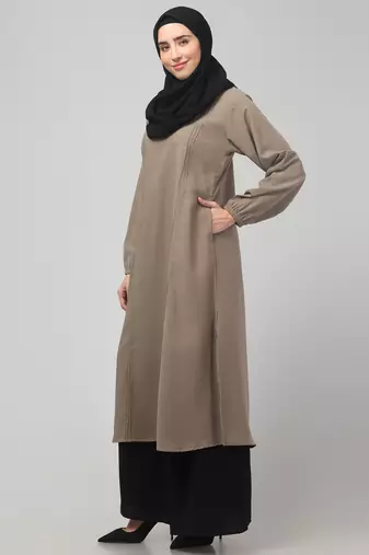 Two peice abaya Dress with Elasticated Sleeve - for Women and Girls Side pocket