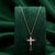 925 sterling silver rose gold-plated ornate cross pendant necklace with crystal detailing for women