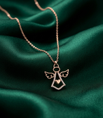 925 sterling silver rose gold-plated angel heart pendant necklace with crystal detailing for women