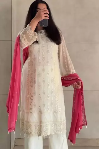 ivory georgette kurta set