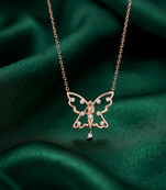 925 sterling silver rose gold-plated butterfly pendant necklace with crystal accents for women
