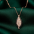925 sterling silver rose gold-plated leaf pendant necklace with dual-tone crystal detailing for women
