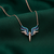925 sterling silver rose gold-plated angel wings pendant necklace with blue stone embellishments for women